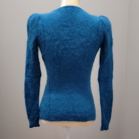 Angora Faux Wrap Sweater Blue Sz. XS - Picture 3 of 8